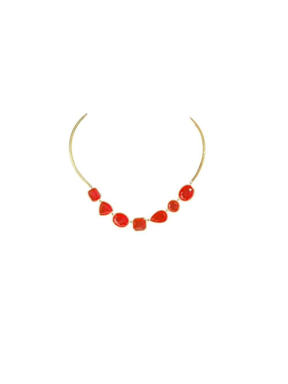 Women's Kate Spade Gold Tone Pink/Red Stone Collar Necklace One Size
